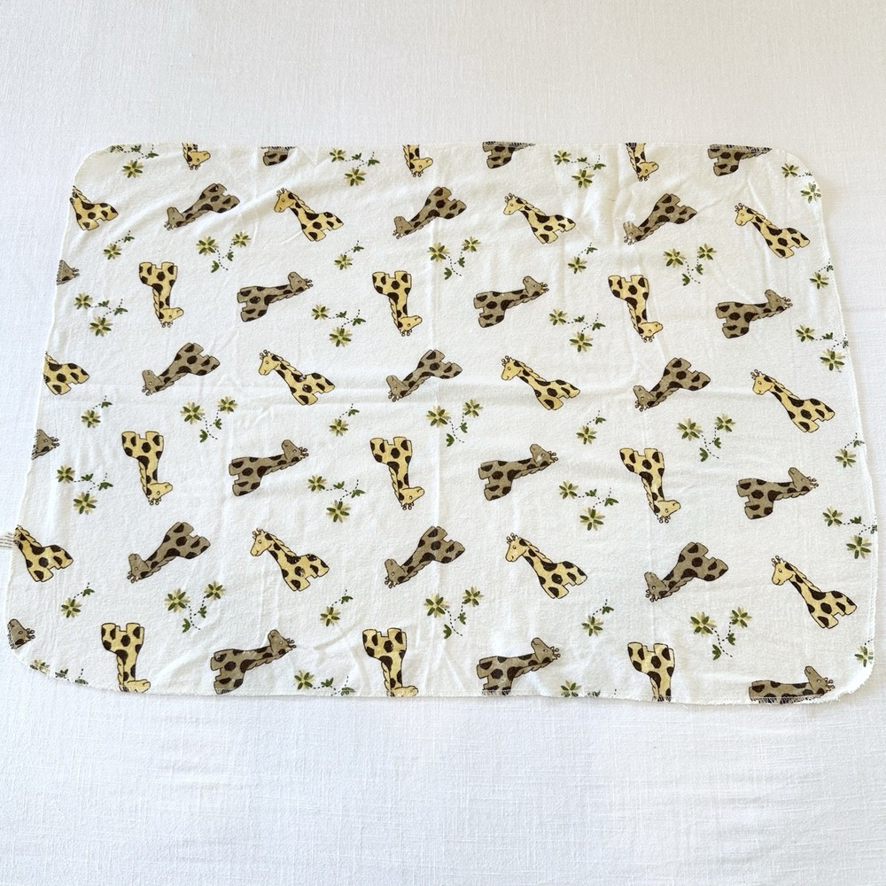 Vintage Baby Receiving Blanket Giraffe 24"x34" Flowers